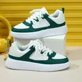 Zapatillas de deporte verdes y blancas con suela gruesa y suave para un estilo casual diario - 38 / Blanco Verde