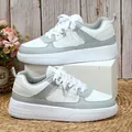 Zapatillas de plataforma grises y blancas de moda para actividades casuales al aire libre - 38 / Blanco Grisáceo