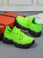 Baskets chaussettes flyknit respirantes vert néon avec semelle mouchetée - 35 / Vert Fluorescent Semelle Noire