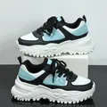 Stylish chunky platform sneakers in a refreshing light blue black and white colorway - 38 / White Black Cyan