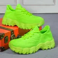 Atmungsaktive neongrüne Mesh-Sneaker für Damen bequeme Socken-Sportschuhe zum Hineinschlüpfen - Neongrün