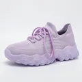 Leichte lila atmungsaktive Strick-Sneaker für Damen Slip-on Socken-Schuhstil Modell - Transparentes Violett
