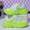 Fluorescent green and white chunky platform dad sneakers for trendy outdoor casual wear - 38 / White Fluorescent Green
