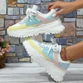 Comfortable pastel color-block dad shoes with thick soles for women trendy casual style - 38 / White Yellow Moon with White Sole