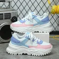 Chunky pastel color block sneakers featuring a breathable mesh design for trendy comfort - 38 / White Pink Moon with White Sole