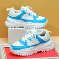 Fashionable chunky platform sneakers in white and blue for casual wear - 38 / White Blue with White Sole