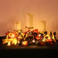 Διακοσμητικό κηροπήγιο φύλλων σφενδάμου Halloween με ζεστά κεριά LED και φωτάκια - Πολύχρωμο Φύλλο Κηροπήγιο Halloween (Με Φώτα LED)