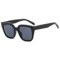 Occhiali da sole quadrati oversize da donna con montatura nera chic e lenti scure protettive - Montatura nera con lenti grigie nere