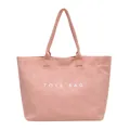 Grand sac cabas en daim rose vintage avec texte 'TOTE BAG' pour le shopping quotidien - Rose