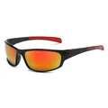 Lunettes de soleil sport haut de gamme avec verres miroir rouges et monture noire élégante. - 55-20-141 / Monture Noire Verres Miroir Rouge