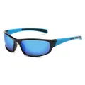 Lunettes de soleil sport avec monture noire et verres miroirs bleus pour cyclisme extérieur. - 55-20-141 / Monture Noire Verres Miroir Bleu