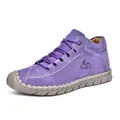 Premium stylish purple suede handmade stitched casual loafers for outdoor women - Purple