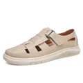 Breathable men's handmade beige casual sandals featuring a comfortable thick sole - 40 / Closed Toe Style (92536) / Sand