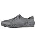 Premium grey suede low-top men's casual leisure shoes with unique octopus rubber sole - 35 / Gray