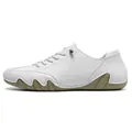 Comfortable white low-top men's casual leather shoes with distinctive octopus wave sole - 35 / White