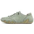 Men's casual low-top walking shoe with unique octopus sole in sage green leather - 35 / Apple Green
