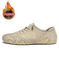 Men's khaki low-top casual Martin shoes with warm plush lining and octopus sole - 36 / Khaki Fleece-Lined Boots