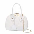 Elegant white quilted shell handbag for women featuring a stylish gold chain strap - White
