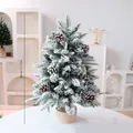 45cm snow flocked artificial mini Christmas tree with pine cones and a wooden base - PE Snow Covered (Without Pinecones) / 45cm