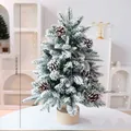 60cm tabletop flocked Christmas tree with realistic snow pine cones and wooden base - PE Snow Covered (Without Pinecones) / 60CM