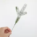 Artificial snow-covered three-pronged pine needle branch for Christmas DIY floral decor - Small Foam Snow