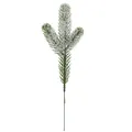 Single artificial frosted green pine needle branch for Christmas DIY floral arrangement - Small Snowflake Effect