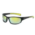 Lunettes de soleil sport professionnelles avec monture noire et verres miroir jaunes. - 55-20-141 / Monture Noire Verres Miroir Vert