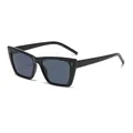 Trendige schwarze Cat-Eye-Sonnenbrille mit goldenen Reisnagel-Akzenten und Gläsern. - Schwarzer Rahmen Graue Linsen (C1)
