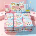 Set of cute cartoon kitten squishy toys in pastel pink and blue gift display box - Blind Box Set / 6 Pcs Set / Multicolor