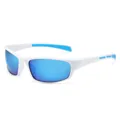 Lunettes de soleil de sport avec monture blanche et verres miroir bleus - 55-20-141 / Monture Blanche Verres Miroir Bleu