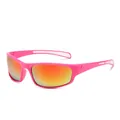 Lunettes de soleil de sport rose avec verres miroirs orange pour le vélo et le ski - 55-20-141 / Monture Rose / Miroir Rouge