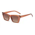 Modische braune, transparente Cat-Eye-Sonnenbrille mit dekorativen Silbermetallnieten. - Tee Rahmen Doppel-Tee Linse (C5)