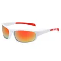 Lunettes de soleil de sport blanches avec verres miroir orange pour le cyclisme. - 55-20-141 / Monture Blanche Verres Miroir Rouge