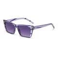 Trendige transparente lila Cat-Eye-Sonnenbrille mit Verlaufsgläsern und Metallnieten - Lila Streifen Rahmen Doppel-Lila Linse (C6)