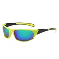 Lunettes de soleil de sport jaune néon professionnelles avec verres miroirs bleus - 55-20-141 / Monture Verte Miroir Vert