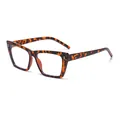 Trendige Brille mit Schildpattmuster in Katzenaugenform mit Silbernieten-Dekor. - Leopard Rahmen Anti-Blaulicht (C8)