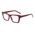 Modische rote Katzenaugen-Brille mit dekorativen silbernen Reis-Nieten für Streetstyle - Roter Rahmen Anti-Blaulicht (C10)