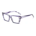 Modische transparente lila Katzenaugen-Brille mit goldenen Scharnieren - Lila Streifen Rahmen Anti-Blaulicht (C12)
