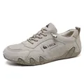 Bequeme Unisex-Echtleder-Outdoor-Freizeitschuhe in Beige für Frühling und Sommer - 35 / Sportliche Freizeitschuhe (661-3) / Sandfarben