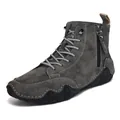 Grijze herenlaarzen met octopus rubberen zool en handige ritssluiting aan de zijkant - 38 / High Top Octopus Martin Boots (2508) / Grijs