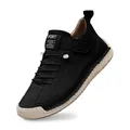 Zapato casual de cuero negro cosido a mano con suela suave y flexible para damas - 38 / Negro Suela Amarilla