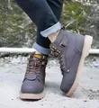 Botas de trabajo clásicas de cuero marrón para hombre con suela de goma antideslizante - 35 / Marrón Profundo