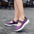 Chaussures de marche plates tissées main violettes pour femmes style décontracté - 35 / Violet