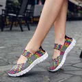 Baskets plates confortables en tissage arc-en-ciel pour femmes chaussures d'été - 38 / Gris