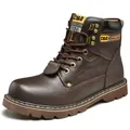 Braune Herren-Sicherheitsstiefel aus Leder mit Stahlkappe und robustem hohen Schaft - 38 / Dunkelbraun Regulärer Stil (8067)