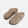 Mules en daim beige avec semelle en liège et boucle réglable pour un usage décontracté - 38 / Semelle 2,5 cm Kaki