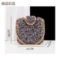 Rhinestone crystal evening clutch purse dimensions: 13cm height, 12cm width, 6.5cm depth - Dark Blue