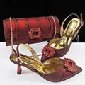 Luxury wine red rhinestone stiletto heels and matching cylindrical evening clutch bag - Burgundy