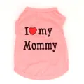 Classic pink polyester dog vest featuring I Love My Mommy heart print for small pets - XS / Mama Heart Style / Pink