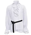 White men's medieval renaissance shirt with ruffles and puffy sleeves for costume - S / Tops / White